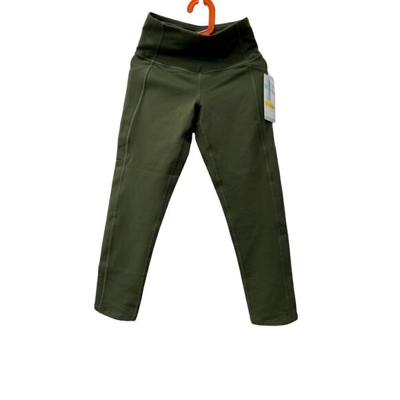 NWT ZELLA GIRL Size/XXS Yoga + Studio Kids' Live In Crop Leggings Pockets Green - Picture 1 of 10